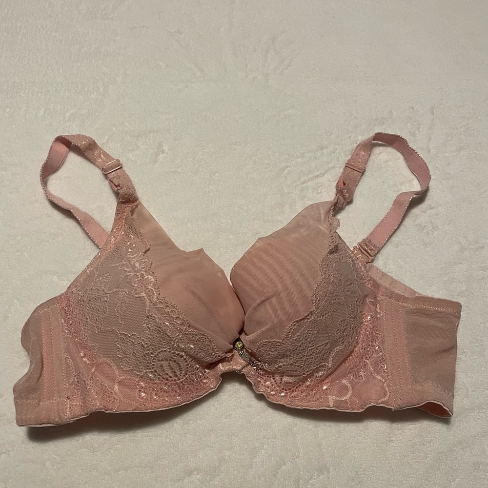 Elegant Lace Pink Bra, size 36B